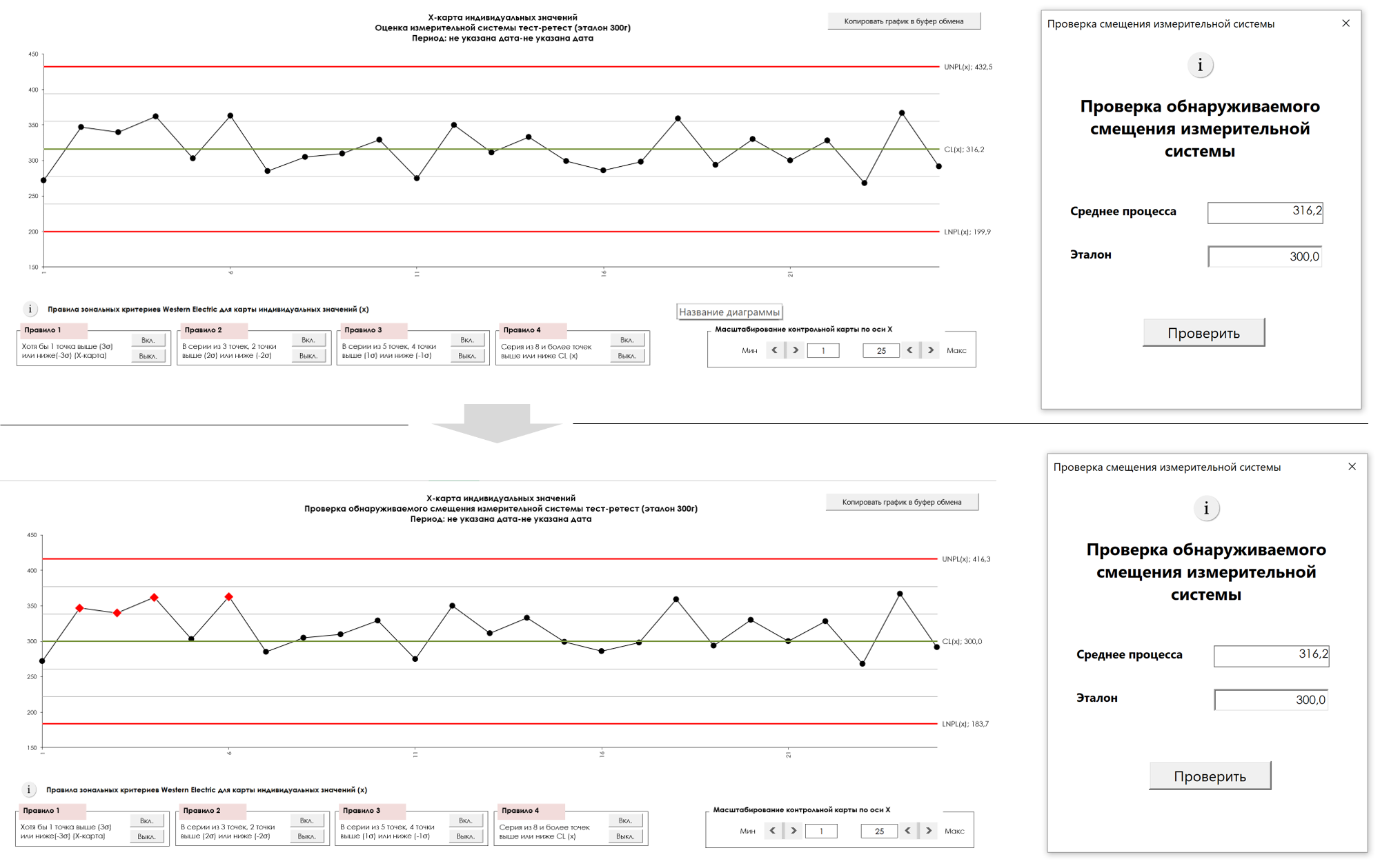 Оценка обнаруживаемого смещения измерительной системы в ПО Контрольные карты Шухарта ПРО-Аналитик (для Excel + Power Query)